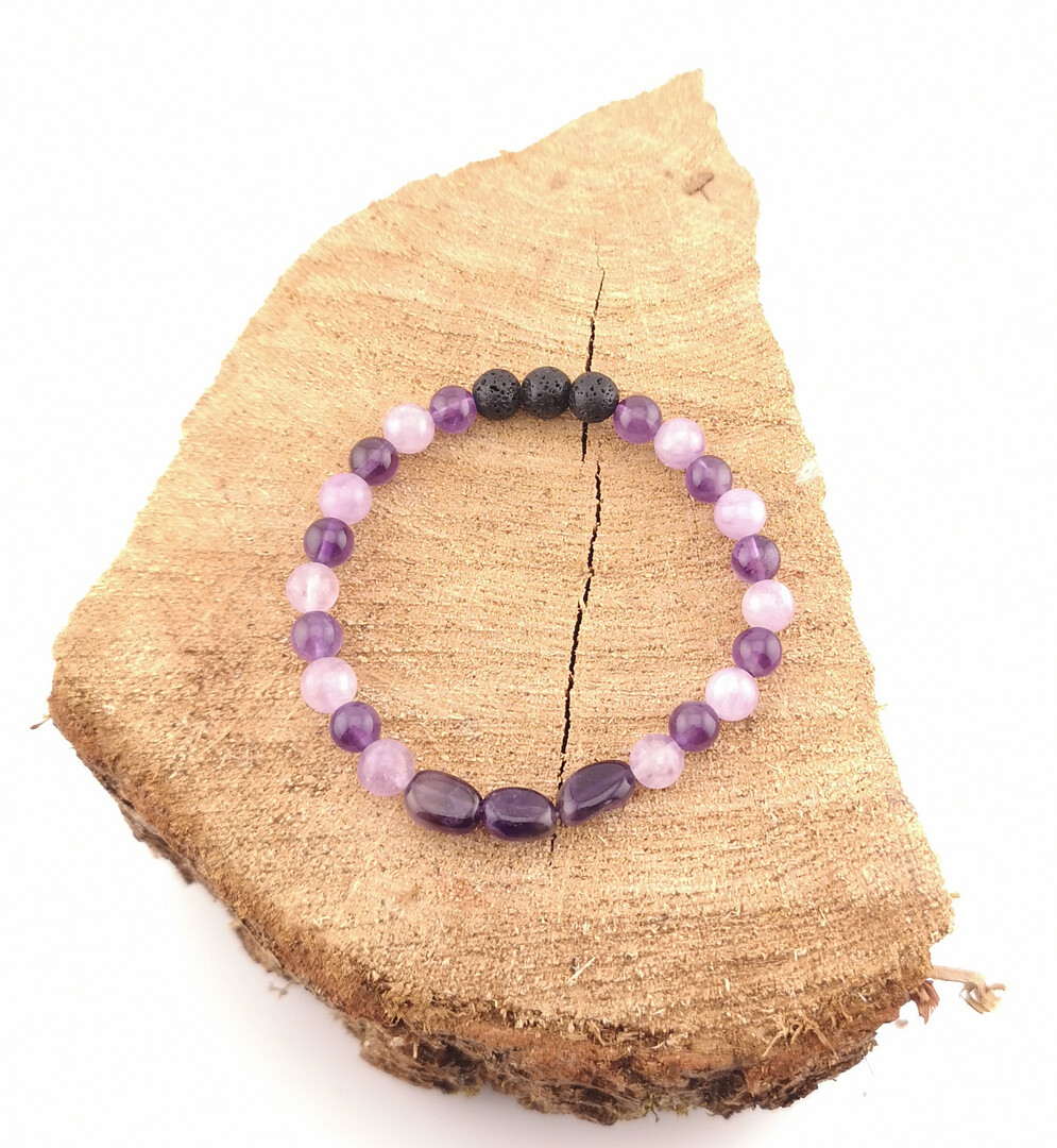 Diffuser-Armband mit Lavasteinen, Amethyst, 6mm